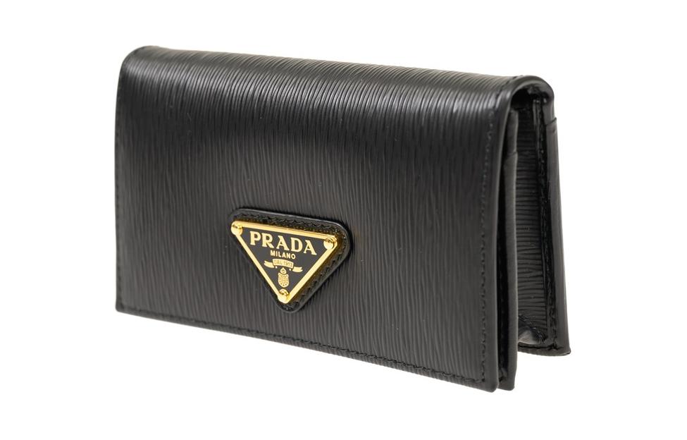 PRADA Calfskin Wallet Unisex Black