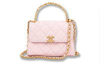CHANEL 22K Autumn And Winter Lambskin Clutches Handbag Shoulder Bag Crossbody Bag Medium Size Women's Pink