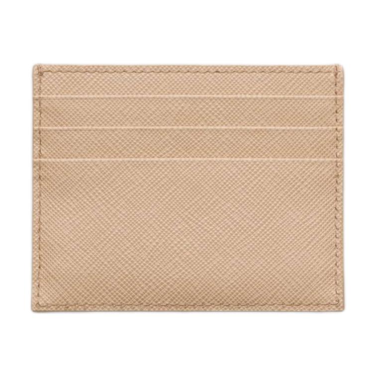 PRADA Saffiano Leather Card Holder Women's Sandy Beige
