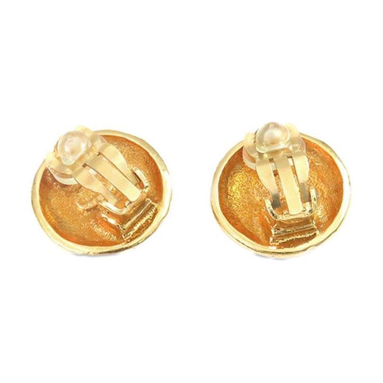 CHANEL 1997 Plated Cc Round Clip On Earrings Costume Earrings