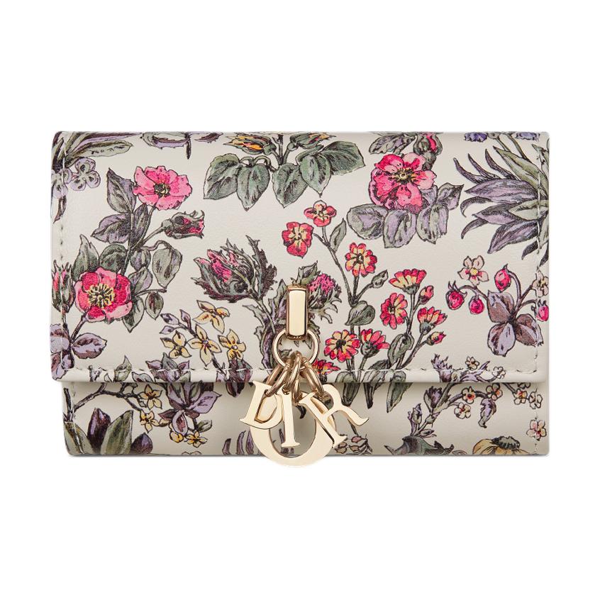 DIOR Calfskin Wallet Women's Latte