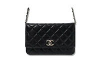 CHANEL Calfskin Flap Bag Crossbody Wallet Shoulder Bag Women's Black