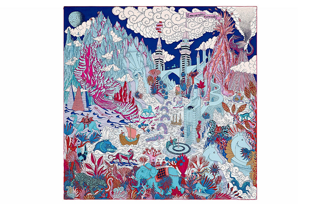 HERMES Silk Scarves Women's Purple