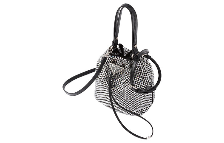 PRADA Fabric Bucket Bags Shoulder Bag Crossbody Bag Handbag Mini Women's Black