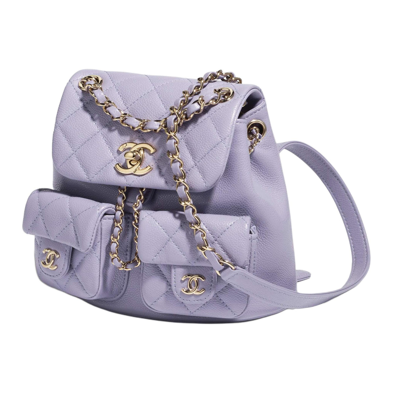 CHANEL Duma Embossed Calfskin With Metal Accents Backpack Small Size Women's Taro Purple