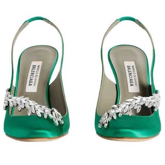 (WMNS) Balenciaga Manolo Blahnik Slingback 'Grass' A0024NW1WM83876
