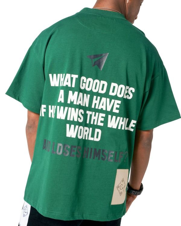 House of Cenmar T-Shirt with Printed Quote 'Green' HOC-WGL