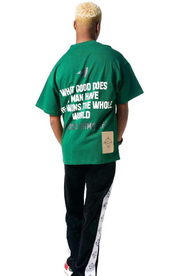 House of Cenmar T-Shirt with Printed Quote 'Green' HOC-WGL