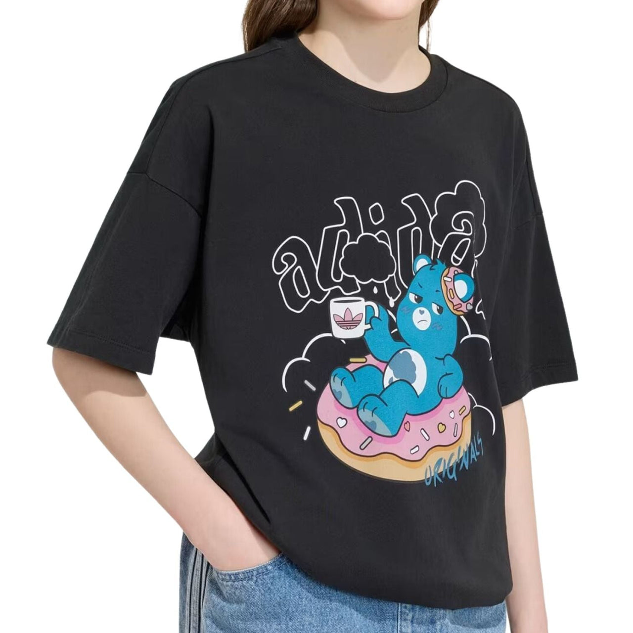 (GS) adidas x Care Bears Slim 3 Stripes T-Shirt Asia Sizing 'Black' KS1733