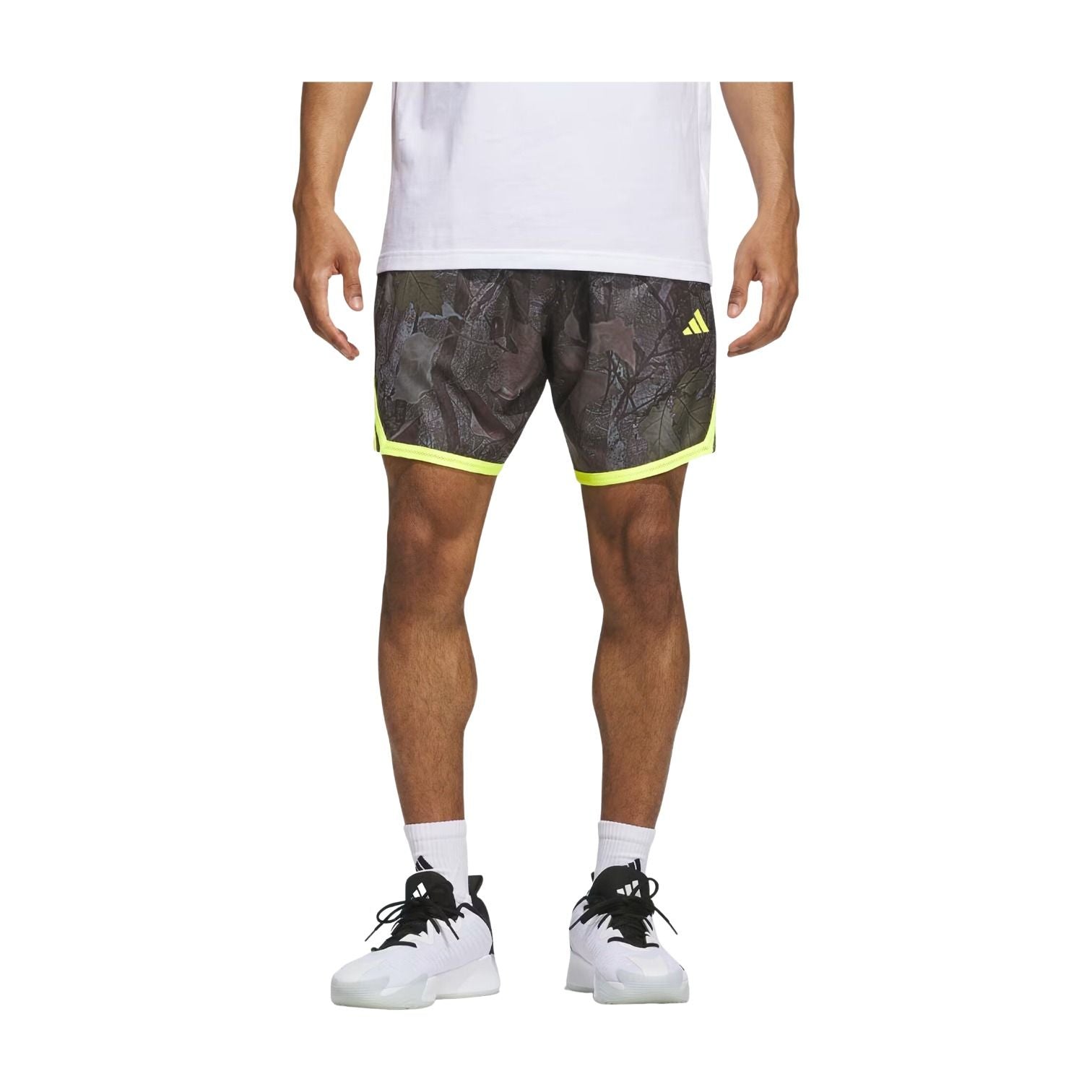 adidas Crazy Lite Camo AOP Shorts Asia Sizing 'Black Solar Lemon' KG4791