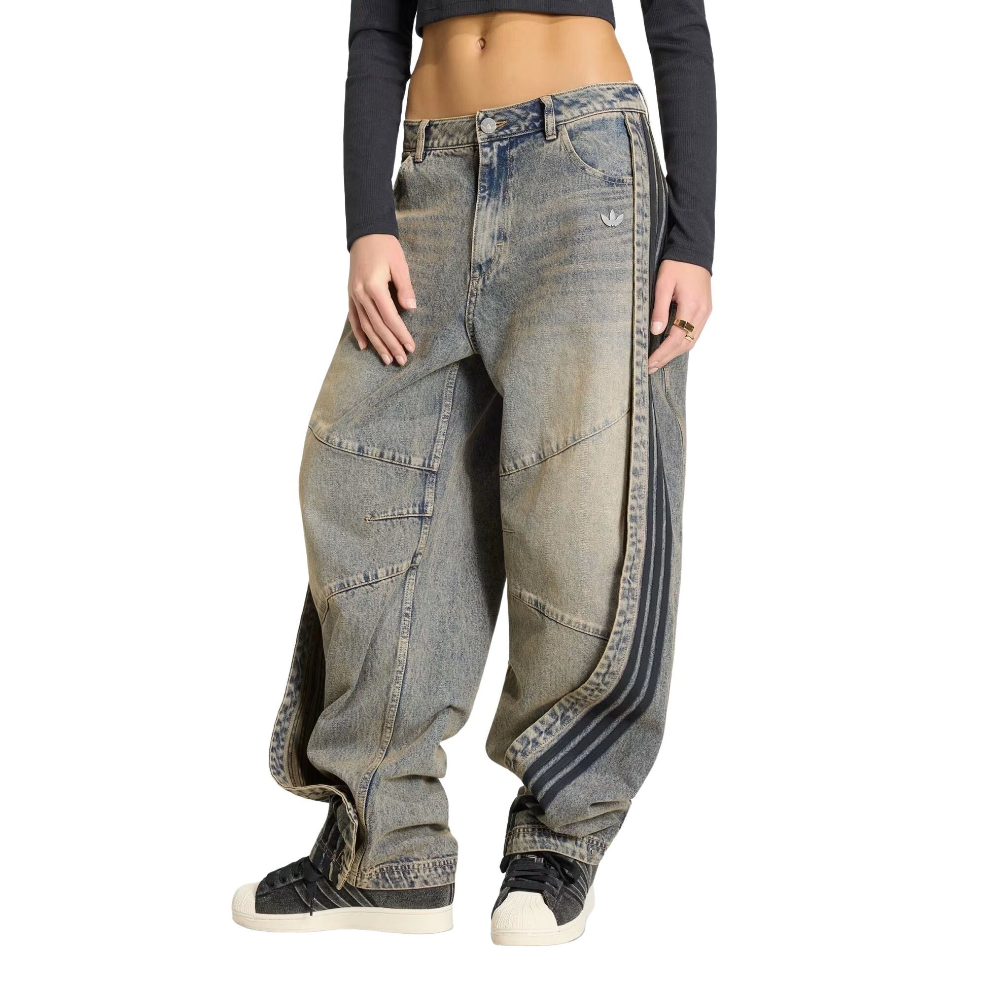 (WMNS) adidas adilenium 5.0 Banana Overlay Denim Pants 'Chalky Brown' KY5189