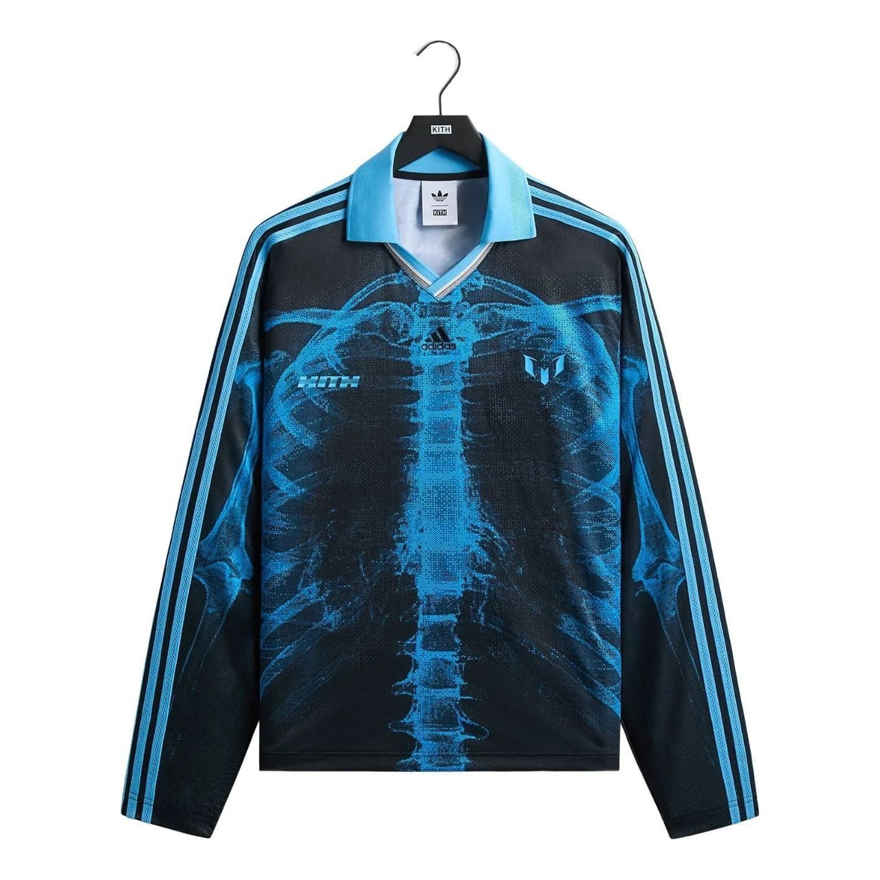KITH x Messi for adidas Football Skeleton Goalkeeper Long Sleeve T-Shirt 'Black Blue' ADKR2693