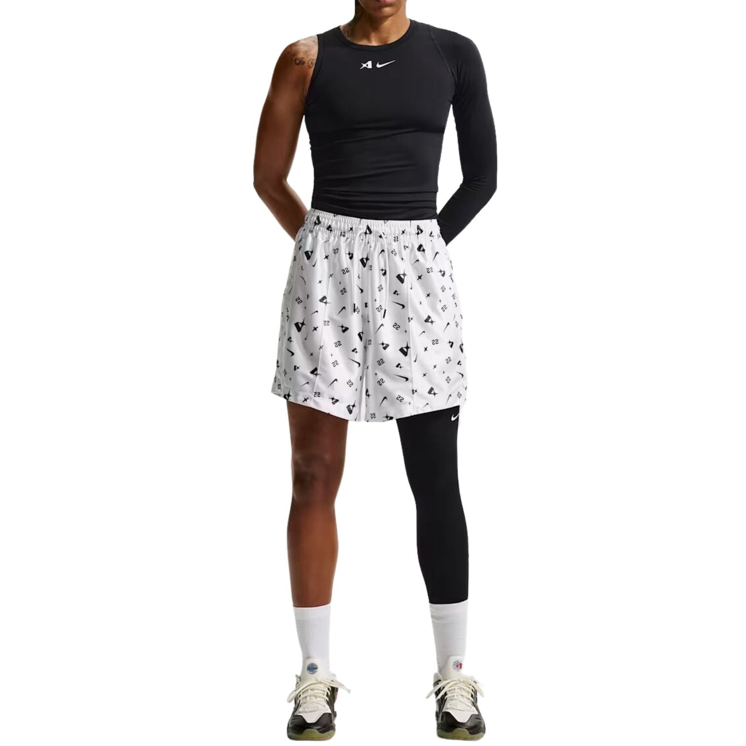 (WMNS) Nike A'ja Wilson Dri-FIT Shorts 'White Black' II4210-100