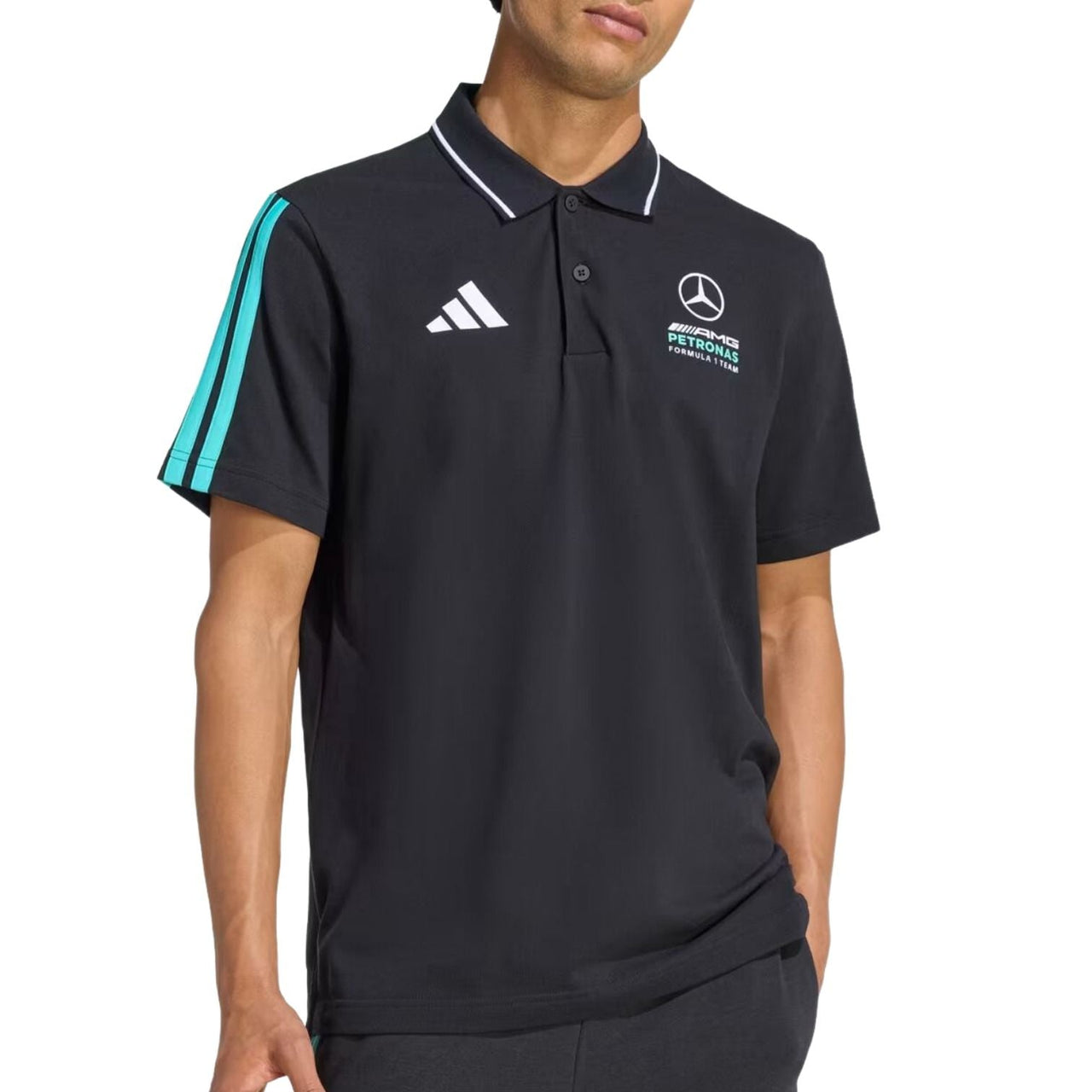 adidas Mercedes-AMG F1 Team DNA Polo Shorts 'Black Semi Mint Rush' KE8165
