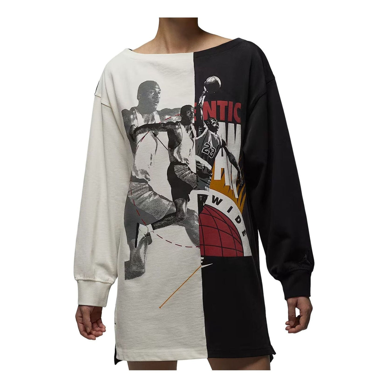 (WMNS) Air Jordan Flight Printed Long-Sleeved Dress Asia Sizing 'Sail White Black' IO3101-133