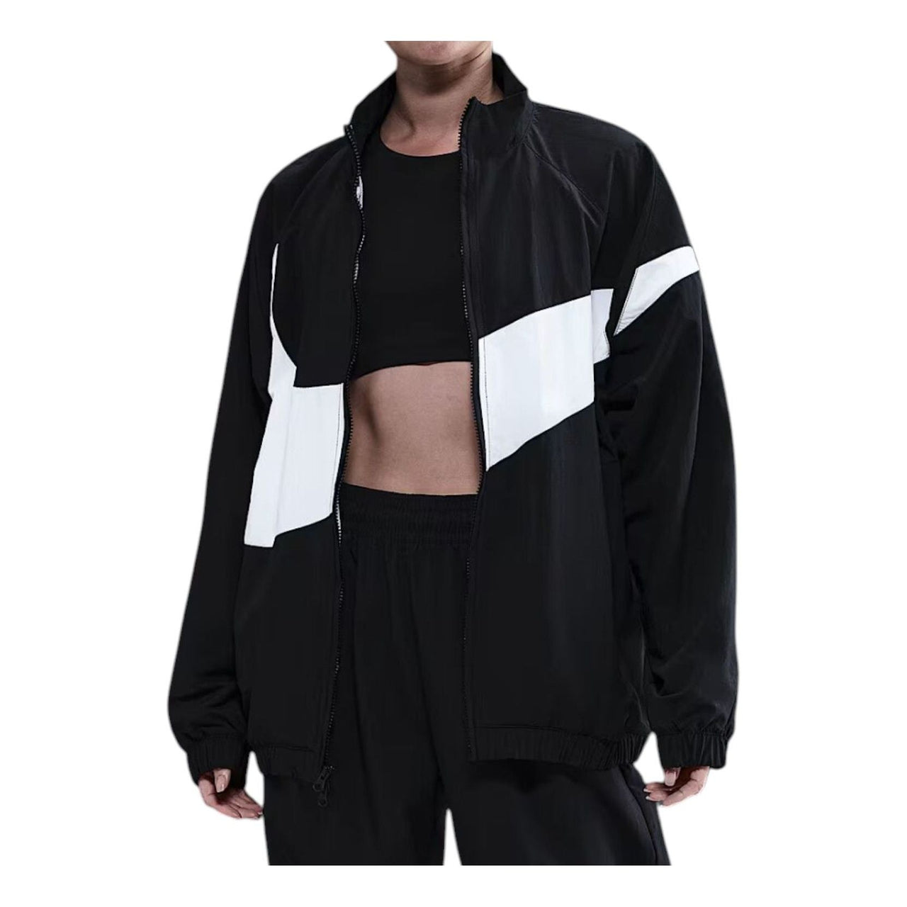 (WMNS) Nike Oversized Woven Jacket 'Black White' HV4108-010
