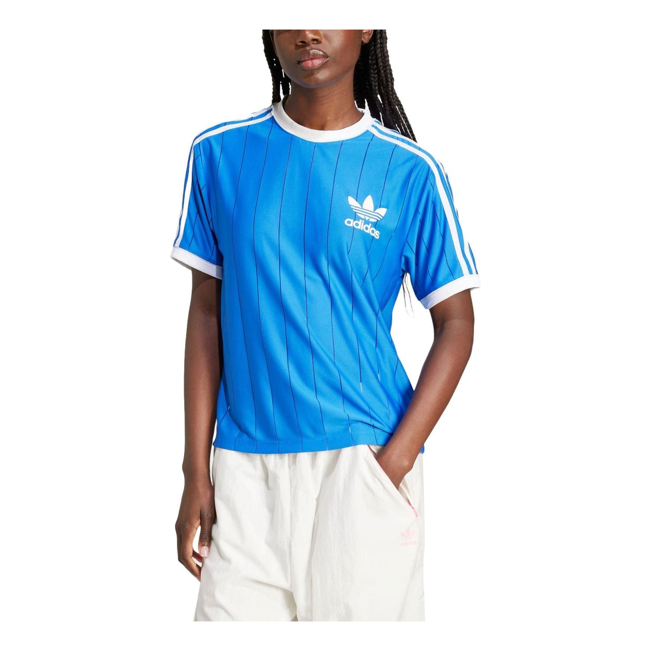 (WMNS) adidas Adicolor 3-Stripes Pinstripe T-shirt Asia Sizing 'Blue' IY7233