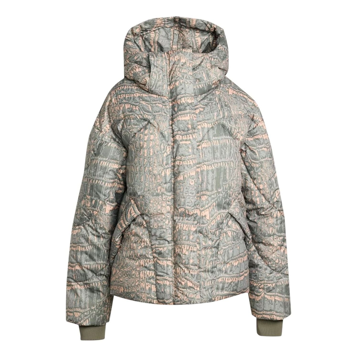 (WMNS) adidas x Stella McCartney Mid Length Padded Winter Jacket Printed 'Soft Powder Willow Grey Legacy Green' JX6787