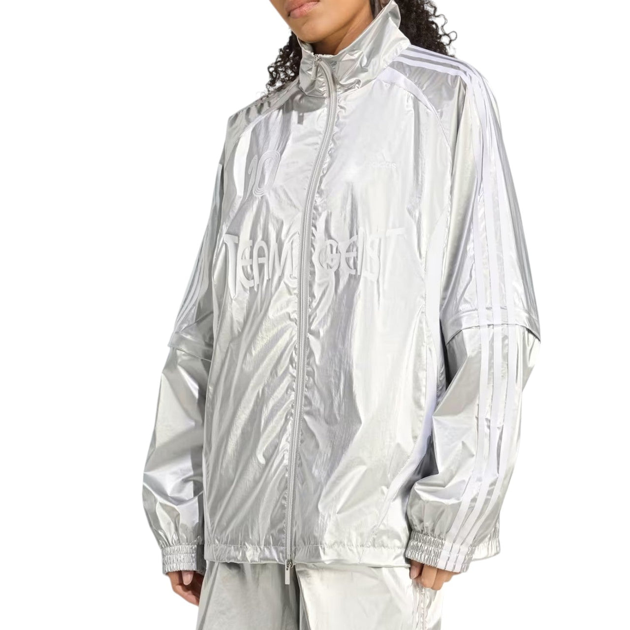 (WMNS) adidas Adilenium Season 4 Team Geist Oversized Silver Track Top 'Silver Metallic' KE9784