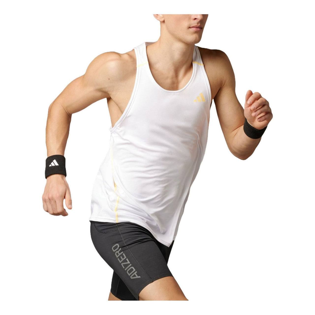 adidas Adizero Running Singlet Asia Sizing 'White Yellow' IM9836