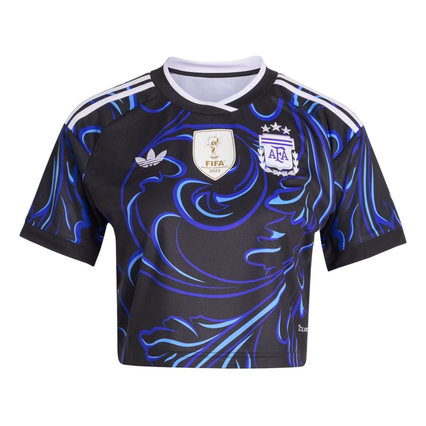 (WMNS) adidas Argentina 26 Away Cropped Jersey 'Black Lucid Blue Blue Burst' KE5984