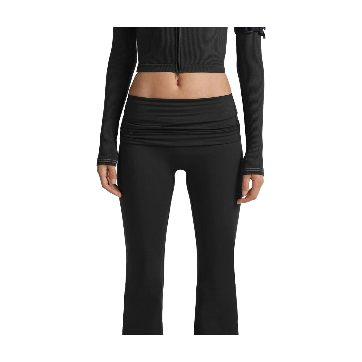 (WMNS) Nike x SKIMS Matte Foldover Slim Flare Legging 'Obsidian' BOLEG9493W-OBD