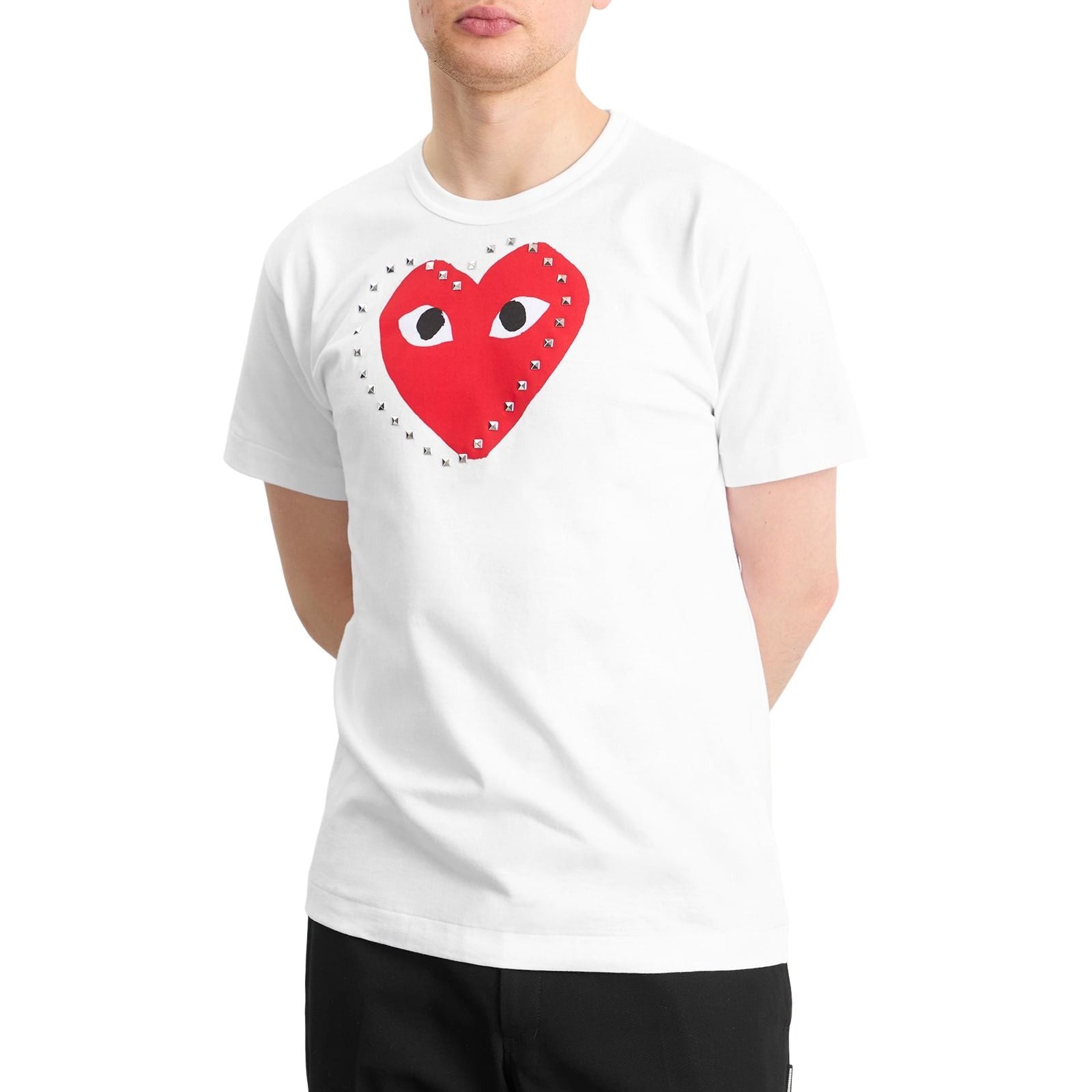 COMME des GARCONS PLAY SS25 Heart Stud T-Shirt 'White' AX-T803-051-1