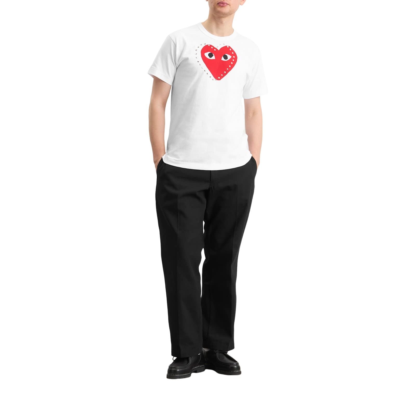 COMME des GARCONS PLAY SS25 Heart Stud T-Shirt 'White' AX-T803-051-1