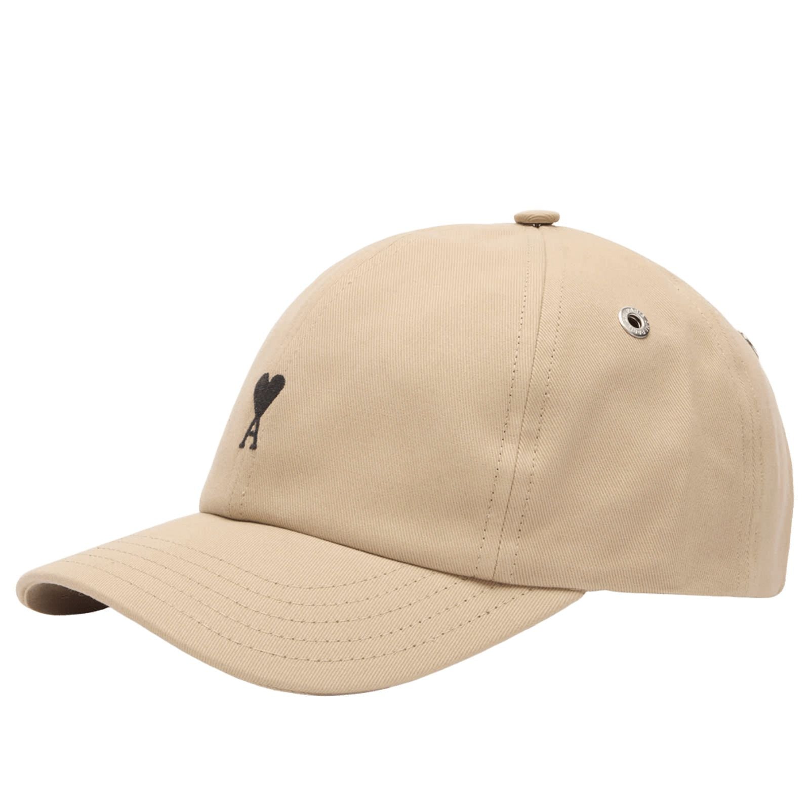AMI PARIS SS26 Black Ami De Coeur Embroidery Cap 'Beige' UCP265-AW0041-A036