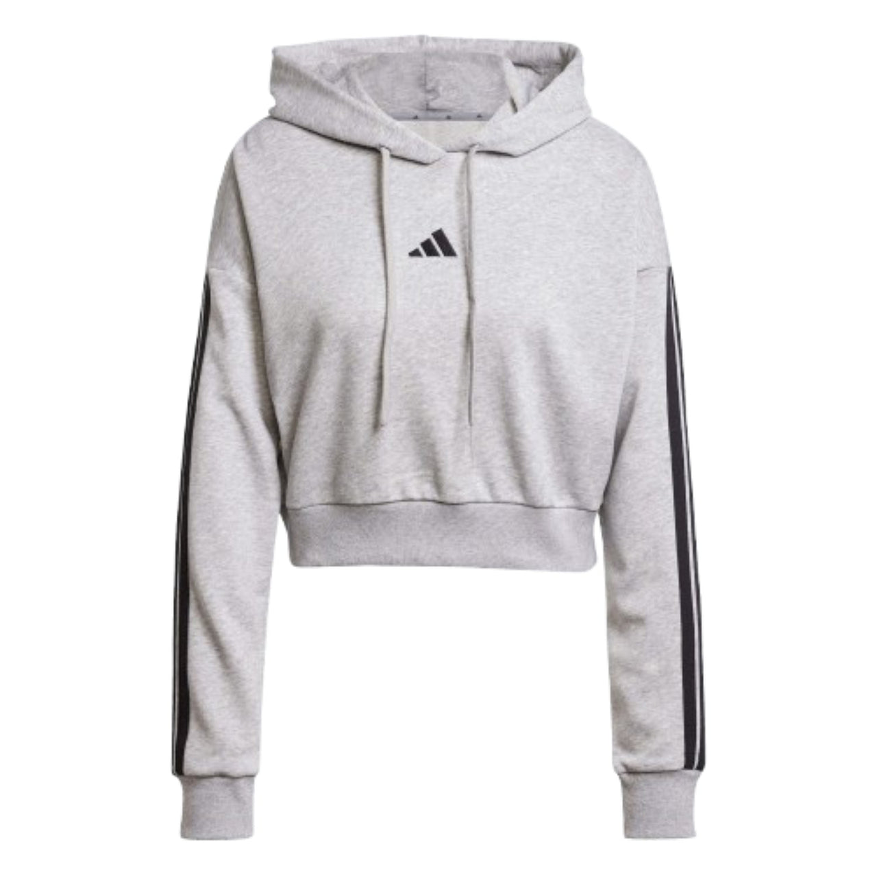 (WMNS) adidas Essentials 3-Stripes French Terry Crop Hoodie 'Grey Black' JE0019