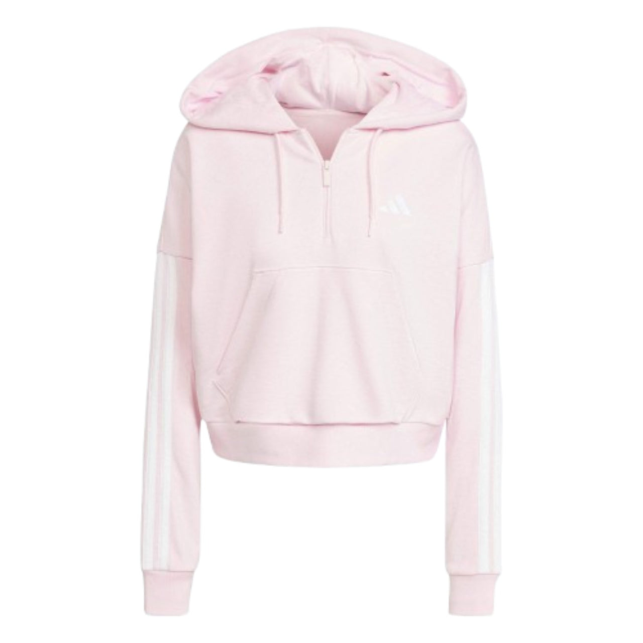 (WMNS) adidas Essentials 3-Stripes French Terry Quarter-Zip Hoodie Asia Sizing 'Pink' JN1943