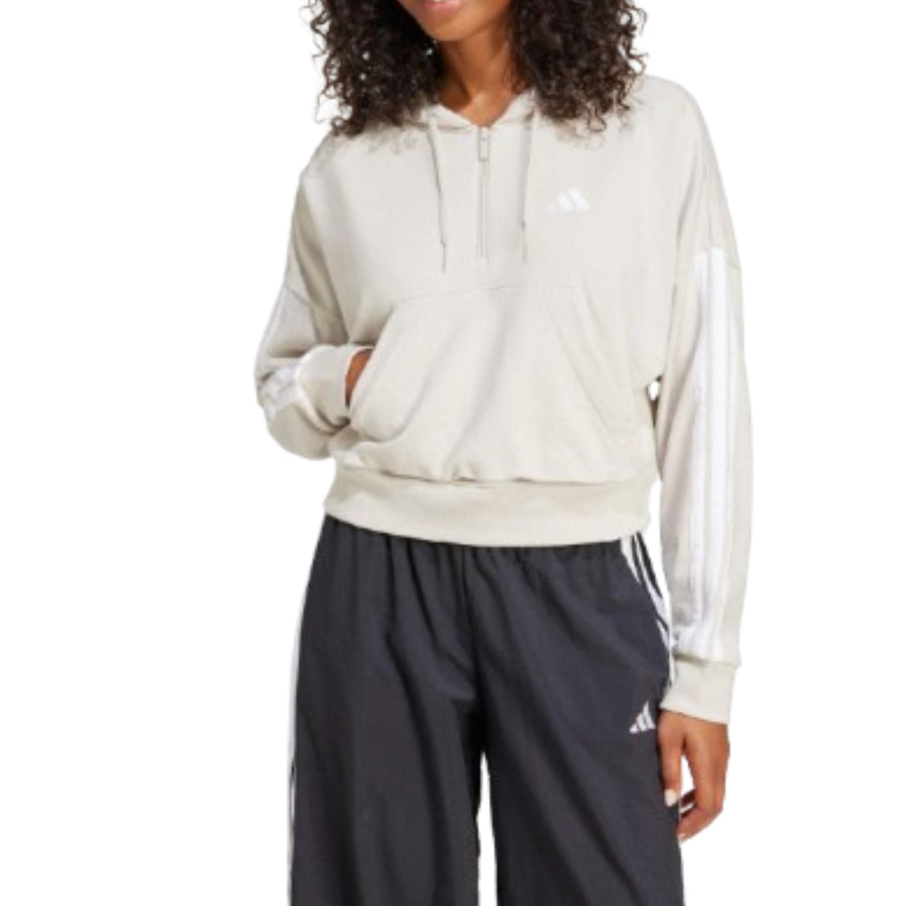 (WMNS) adidas Essentials 3-Stripes French Terry Quarter-Zip Hoodie Asia Sizing 'Grey' JN1958