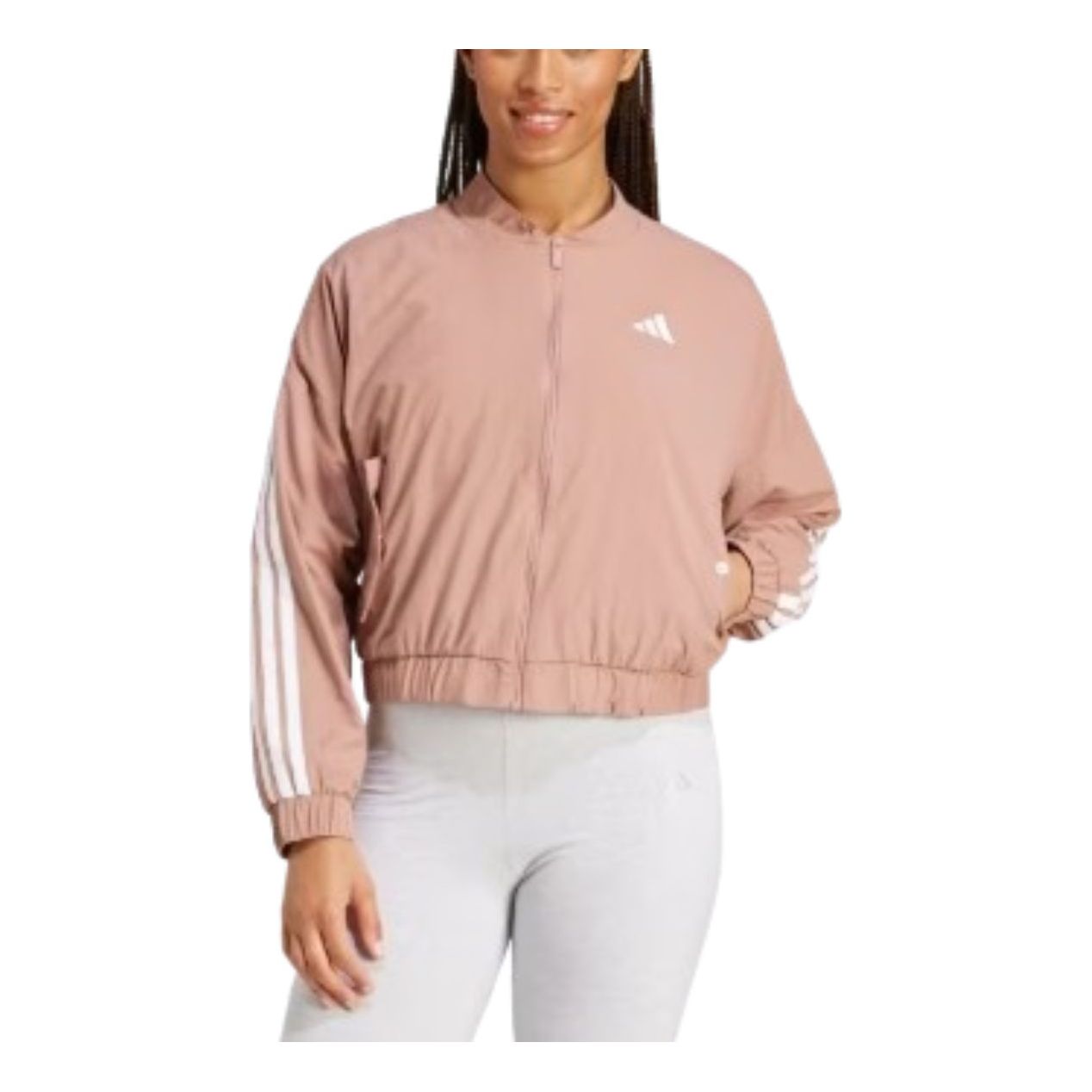 (WMNS) adidas Essentials 3-Stripes Lifestyle Woven Bomber Jacket Asia Sizing 'Pink' JD5318