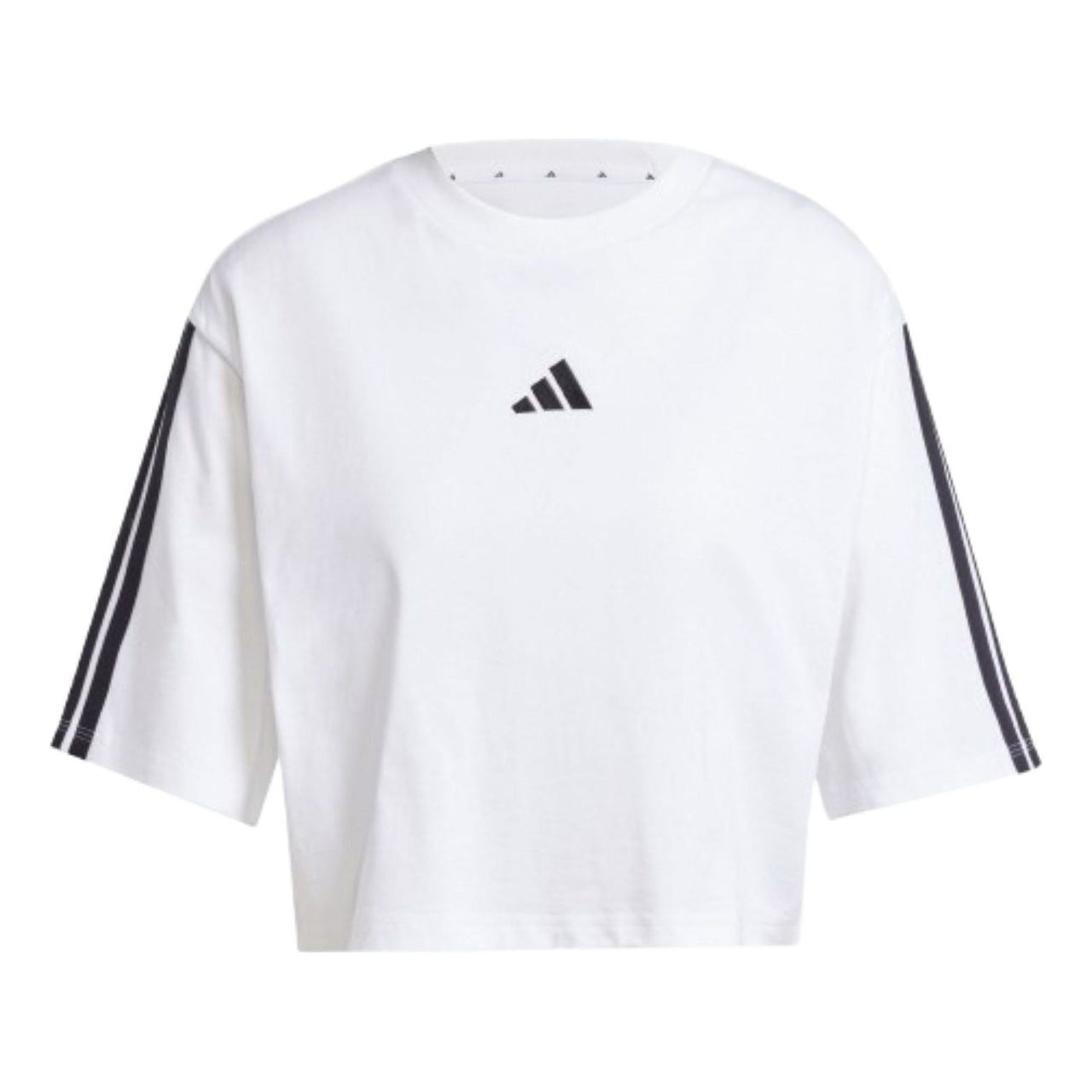 (WMNS) adidas Essentials 3-Stripes Cotton Loose T-Shirt Asia Sizing 'White Black' JD4999