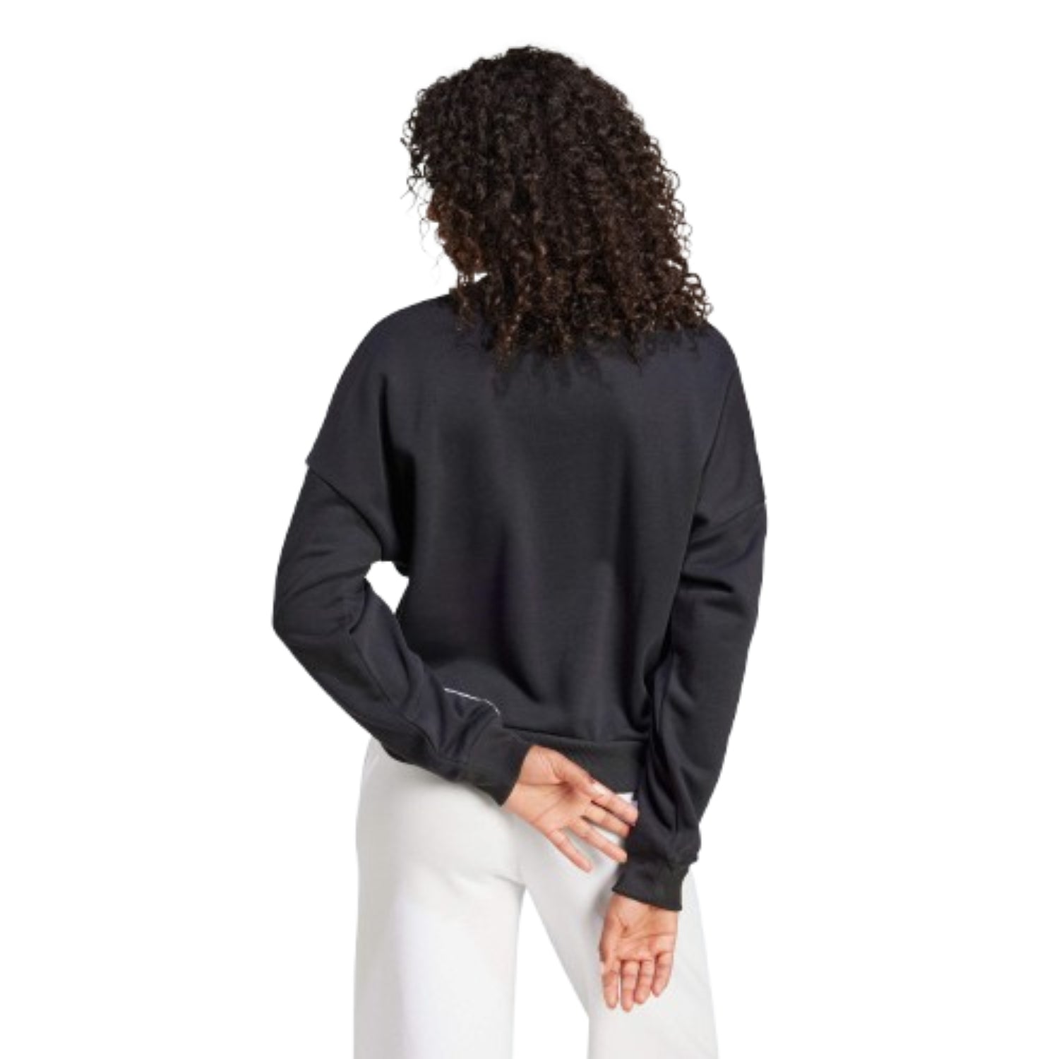 (WMNS) adidas Essentials 3-Stripes French Terry Sweatshirt Asia Sizing 'Black White' JE0016