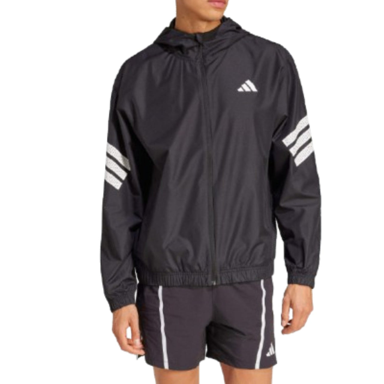 adidas Icon 3-Stripes Windbreaker Jacket Asia Sizing 'Black White' JM6753