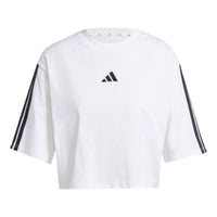 (WMNS) adidas Essentials 3-Stripes Cotton Loose T-Shirt 'White Black' JD4999