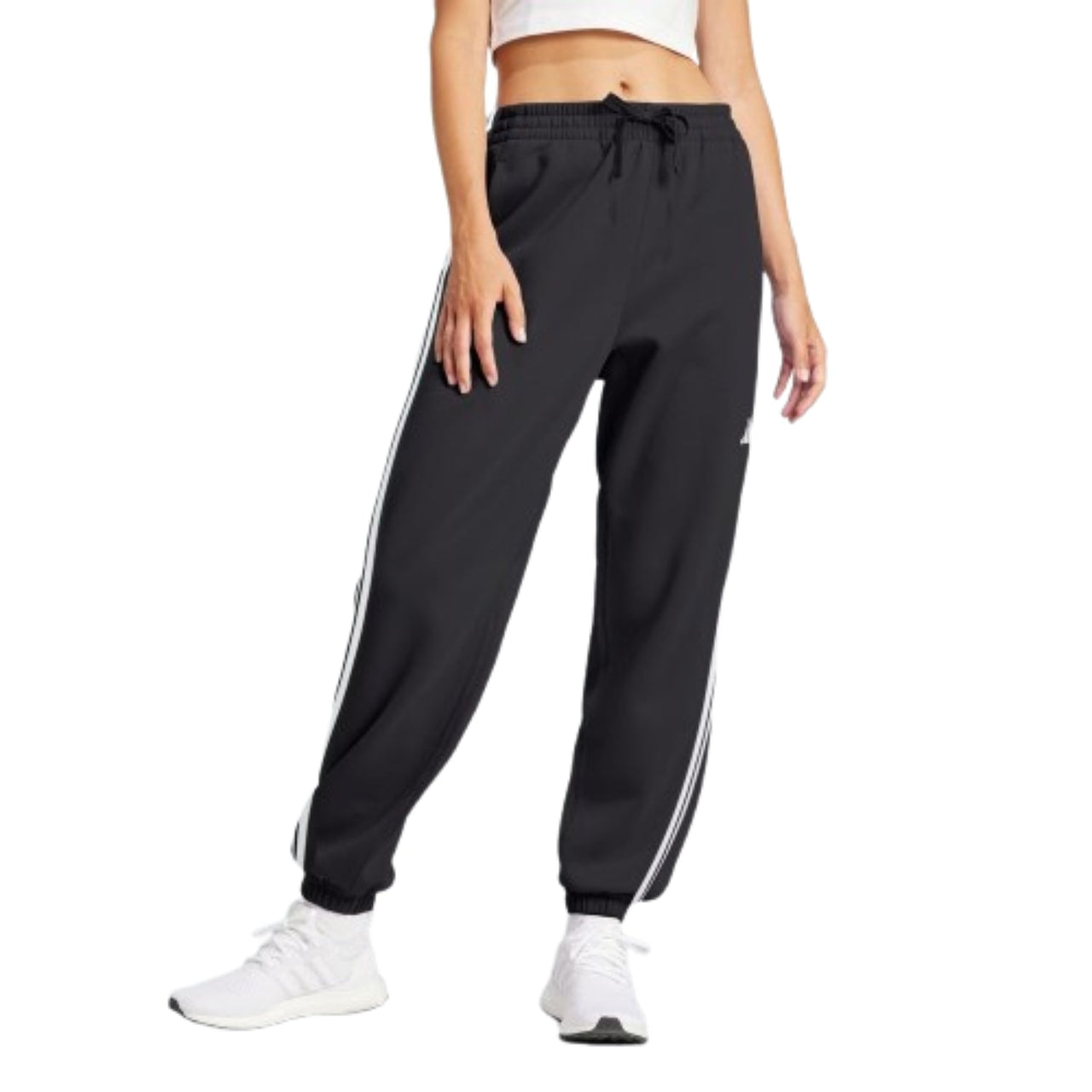 (WMNS) adidas Essentials 3-Stripes French Terry Cuffed Pants Asia Sizing 'Black White' JD5302