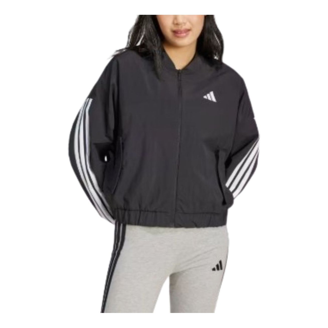 (WMNS) adidas Essentials 3-Stripes Lifestyle Bomber Jacket Asia Sizing 'Black White' JD5317