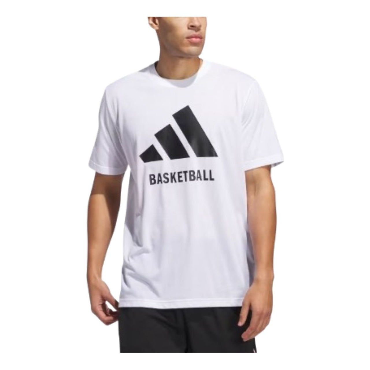 adidas Basketball T-Shirt Asia Sizing 'White Black' JI7099