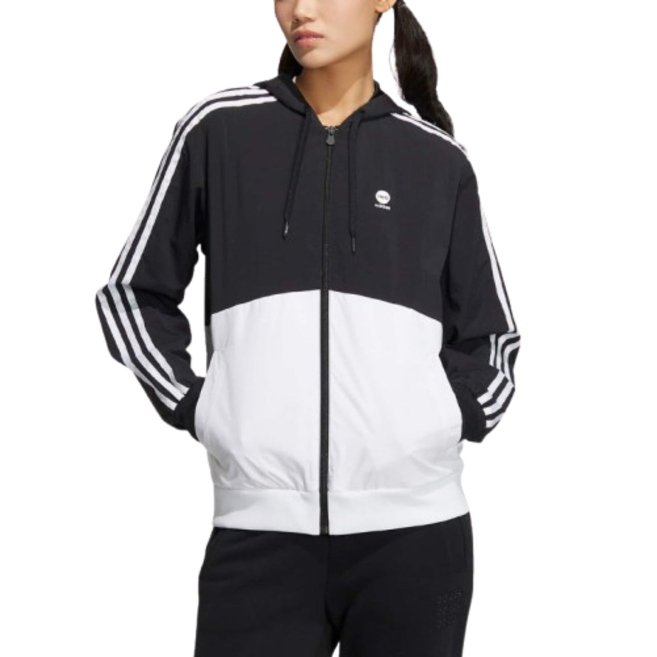 (WMNS) adidas Essentials Woven Jacket Asia Sizing 'Black White' HM2007