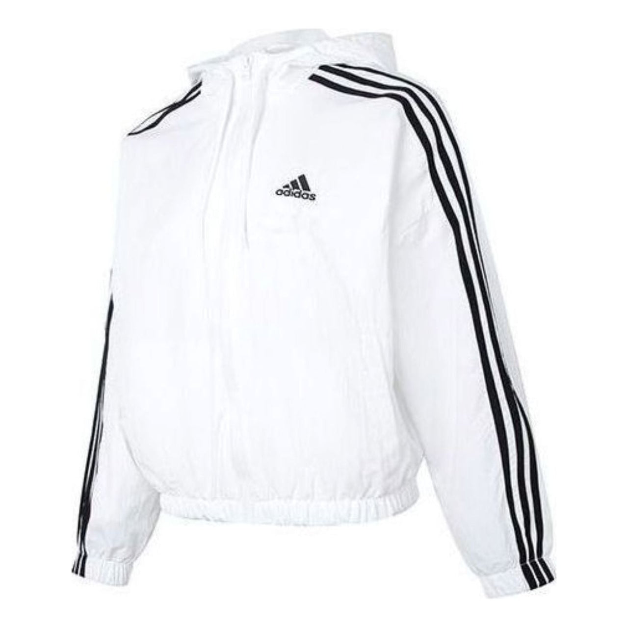 (WMNS) adidas Essentials 3-Stripes Woven Windbreaker Jacket Asia Sizing 'White Black' IC0560