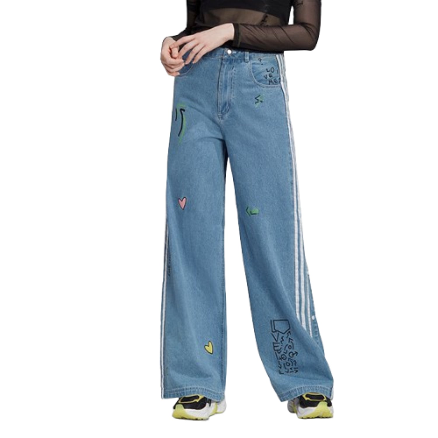 (WMNS) adidas Fiorucci Denim Track Pants Asia Sizing 'Blue' FL4153