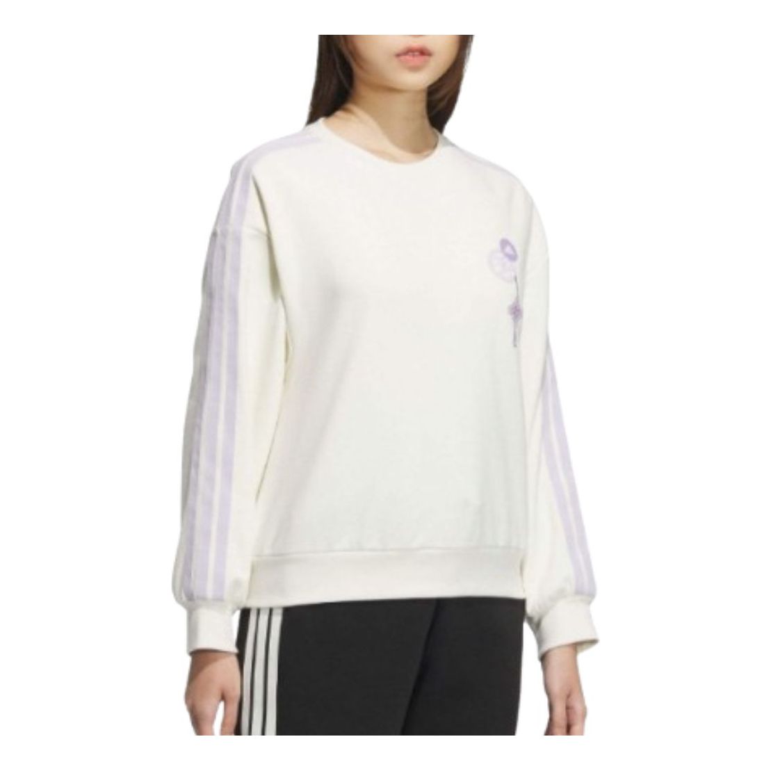 (WMNS) adidas CNY Crewneck Sweatshirt Asia Sizing 'White Purple' JZ1664