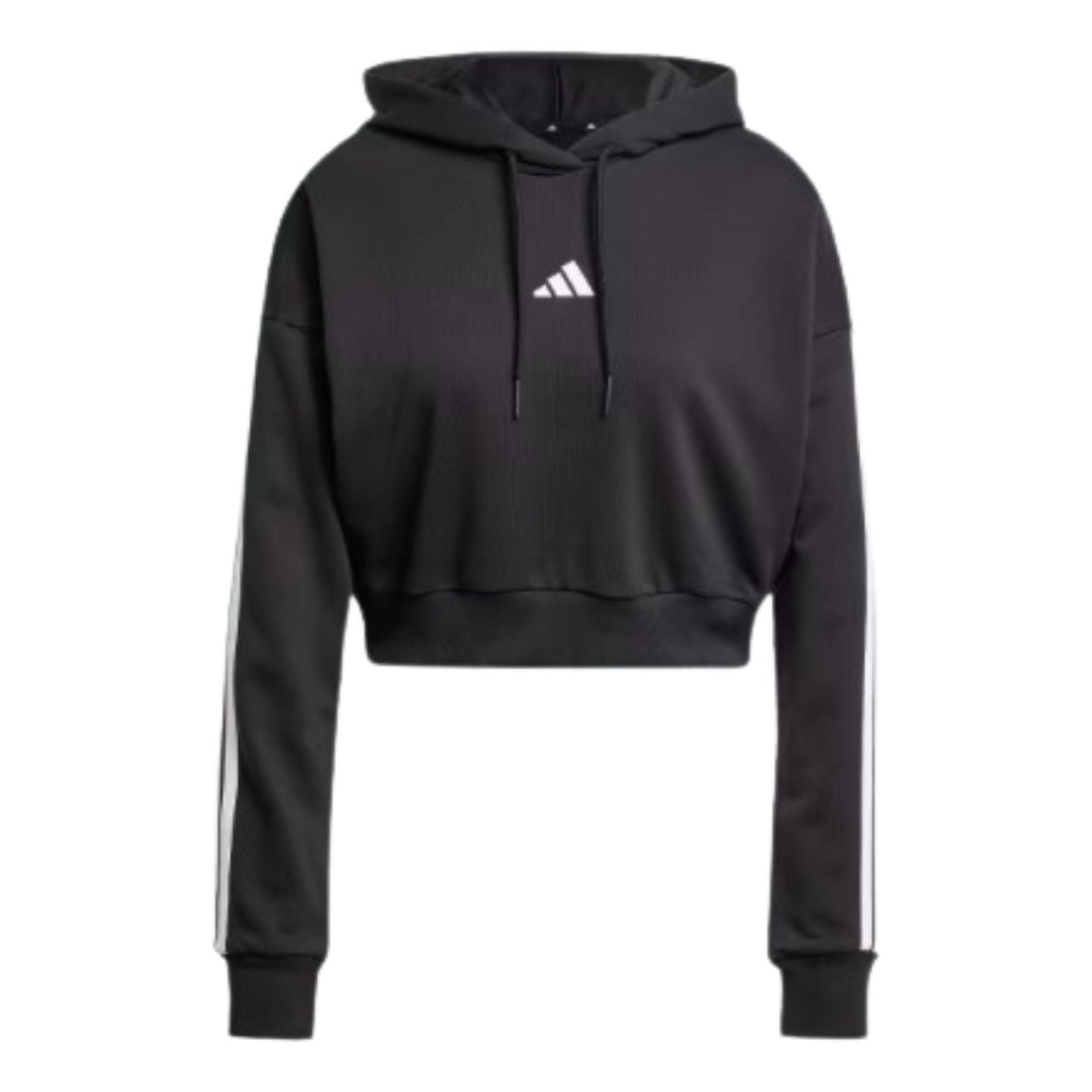 (WMNS) adidas Essentials 3-Stripes French Terry Crop Hoodie Asia Sizing 'Black' JE0017