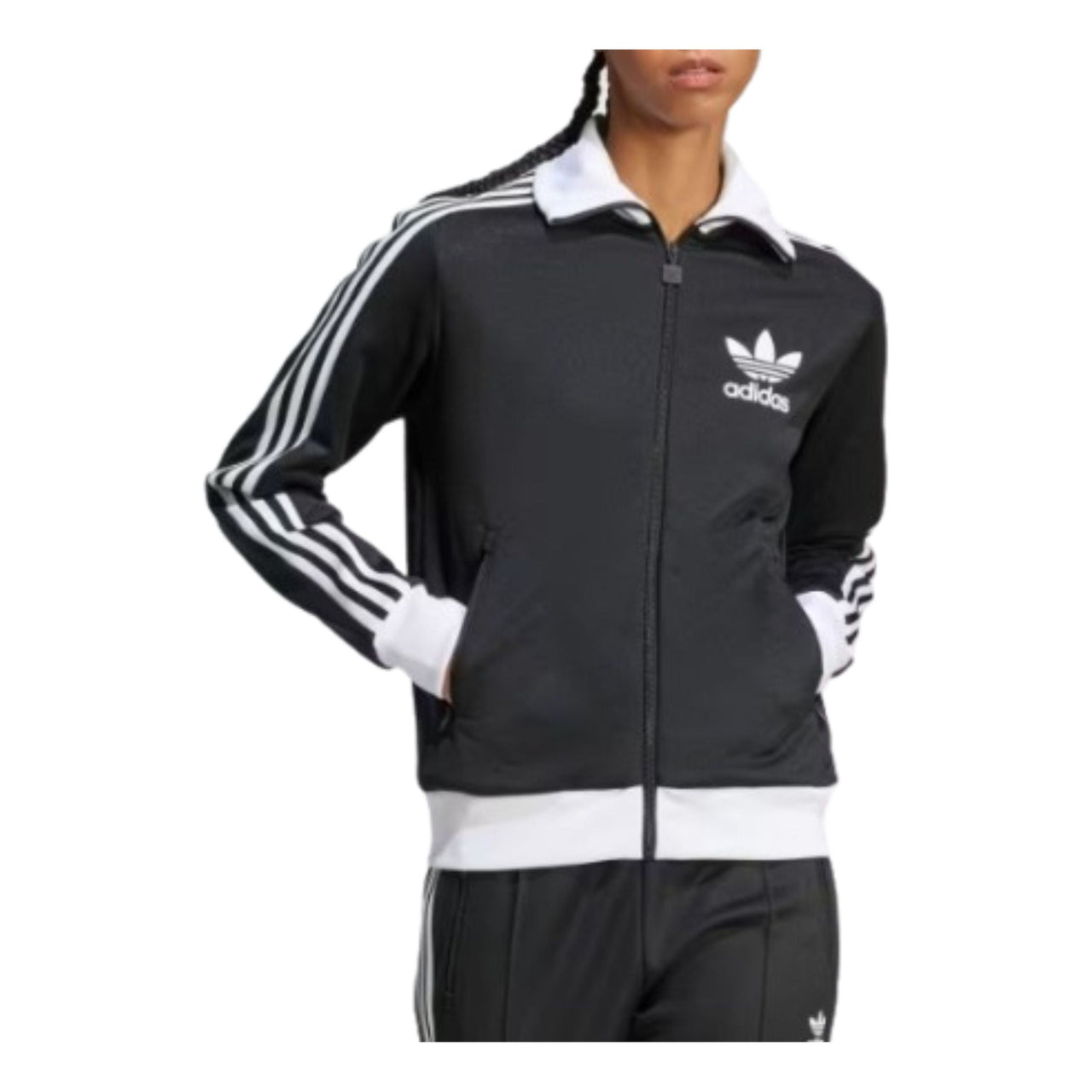 (WMNS) adidas Beckenbauer Track Top Asia Sizing 'Black White' IW3174