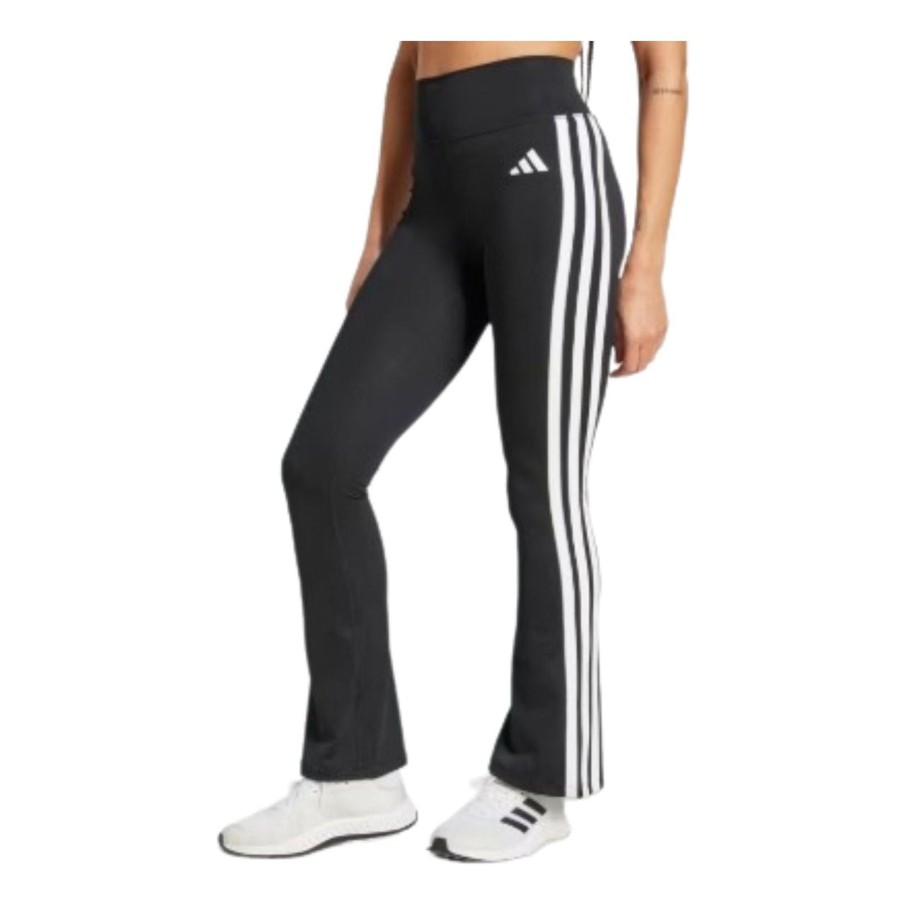 (WMNS) adidas Optime Essentials 3-Stripes Flared Leggings Asia Sizing 'Black White' JD6544