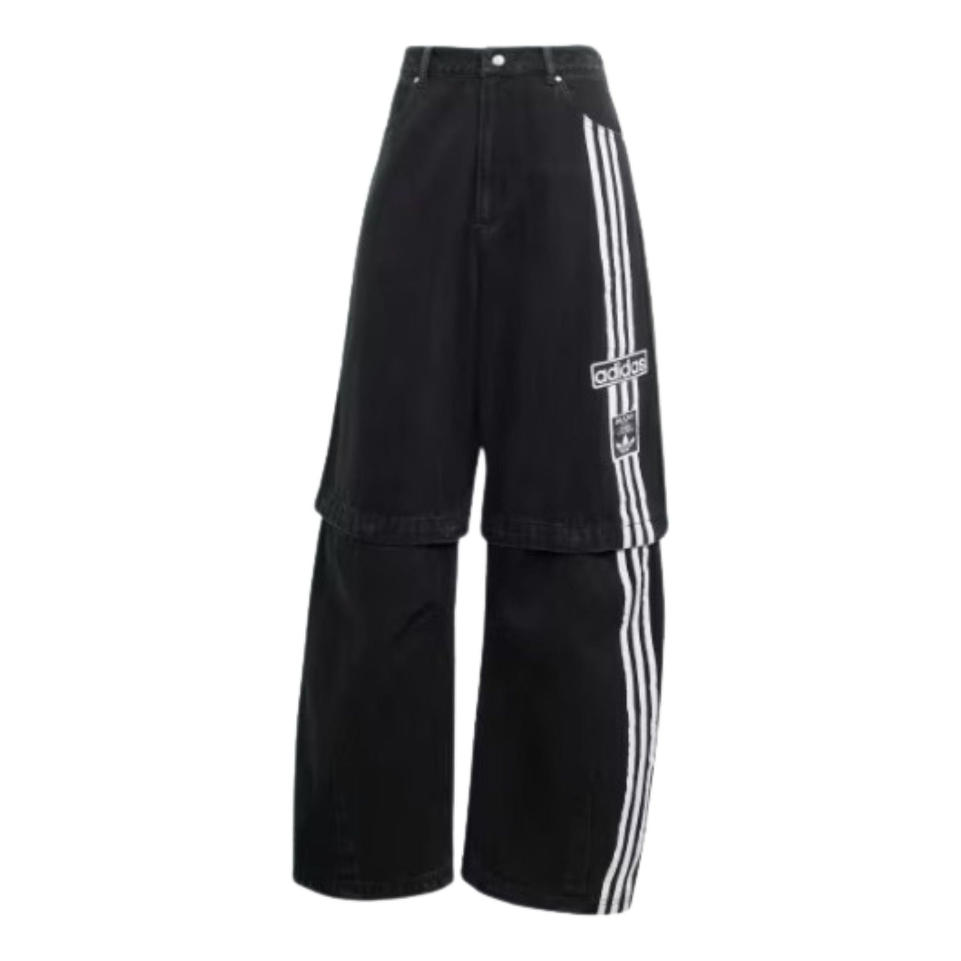 (WMNS) adidas Adibreak Denim Two-In-One Pants Asia Sizing 'Black White' JD0082