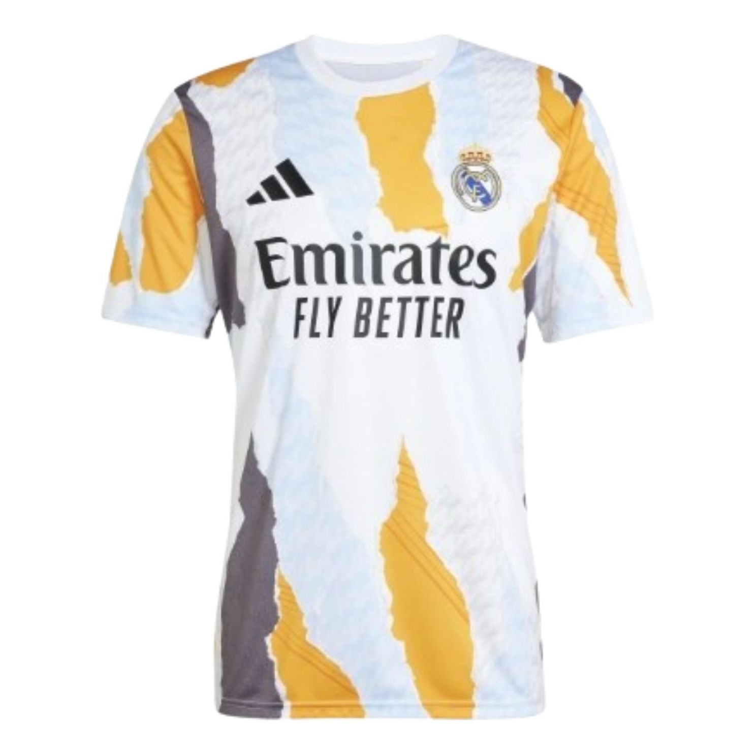 adidas Real Madrid 24/25 Pre-Match Jersey Asia Sizing 'White Yellow' JJ3493