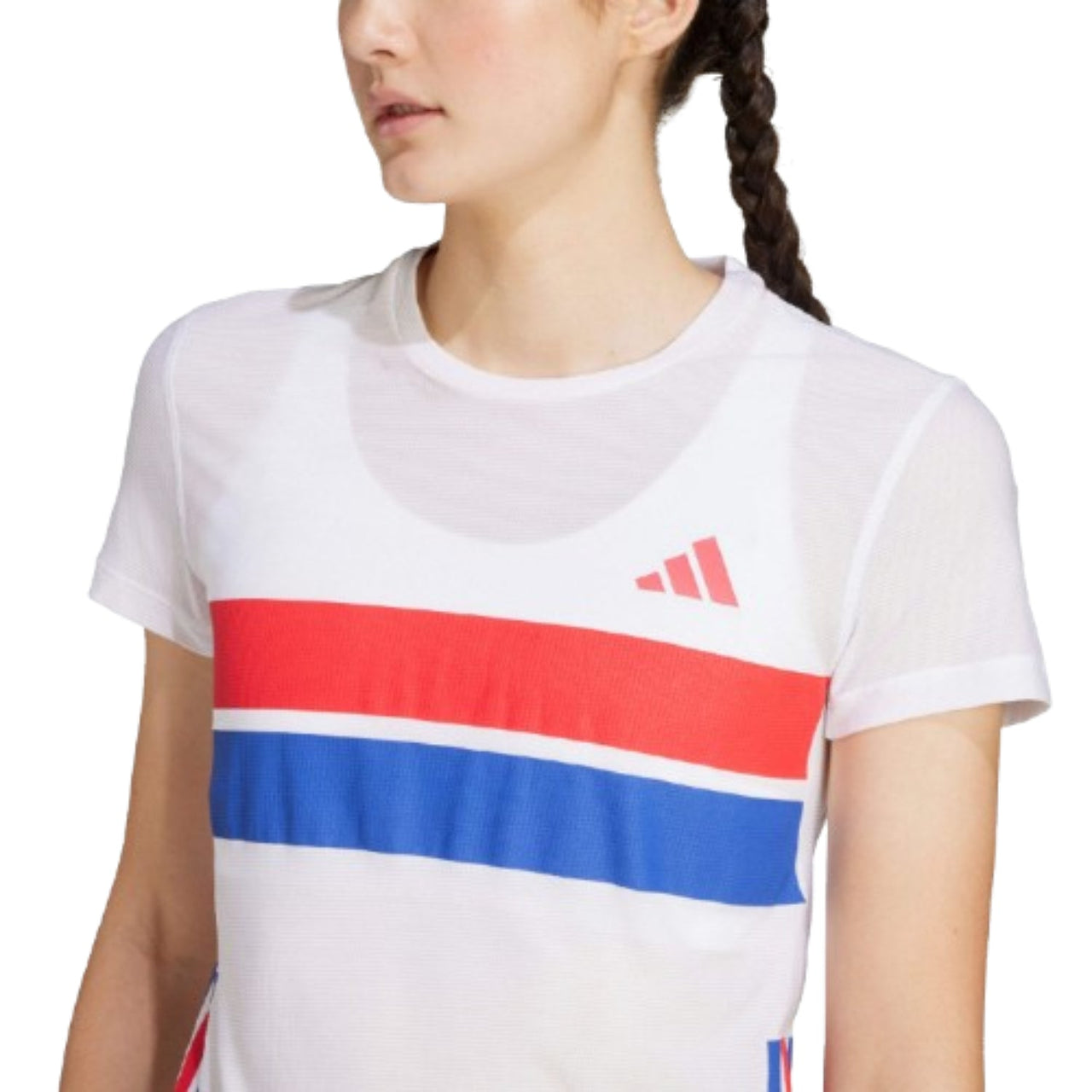 (WMNS) adidas Adizero Retro Running T-Shirt Asia Sizing 'White Red Blue' JD7326